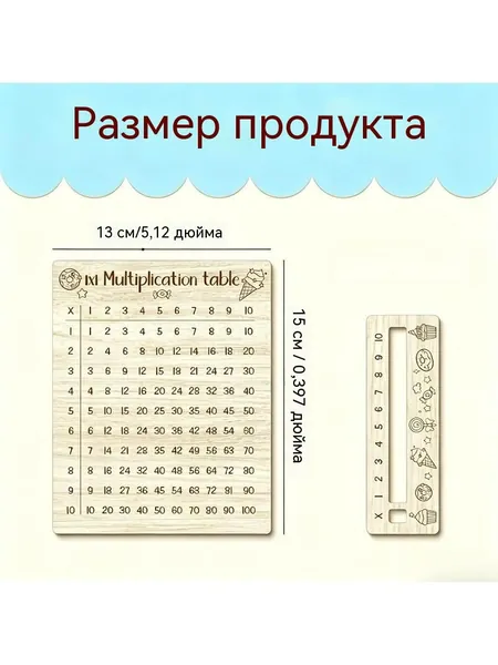 Деревянная доска с формулами умножения девять на девять