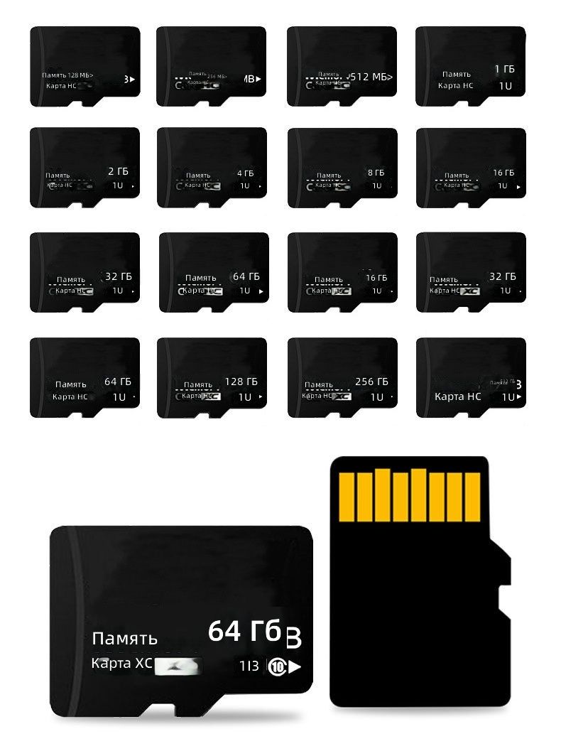 Карта памяти MicroSD для видеорегистратора, 512 МБ, черная, класс 10