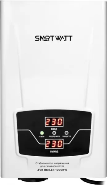 Стабилизатор напряжения SMARTWATT / Смартватт AVR BOILER для газового котла, 1000RW релейный однофазный, настенный, в металлическом корпусе белый, 175х300х72мм, 140-260В, 1кВа / электрика