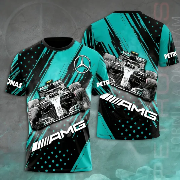 Футболка Коллекция футболок Формулы-1: Oracle Red Bull Racing и Mercedes AMG Petronas, стильные гоночные футболки с принтом болидов, идеальный подарок для фанатов автоспорта 1 шт