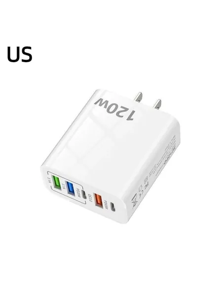Быстрое настенное зарядное устройство мощностью 120 Вт, 3 порта USB QC3.0 и 2 порта быстрой зарядки PD, Универсальный адаптер для подарков, путешествий и ежедневного использования