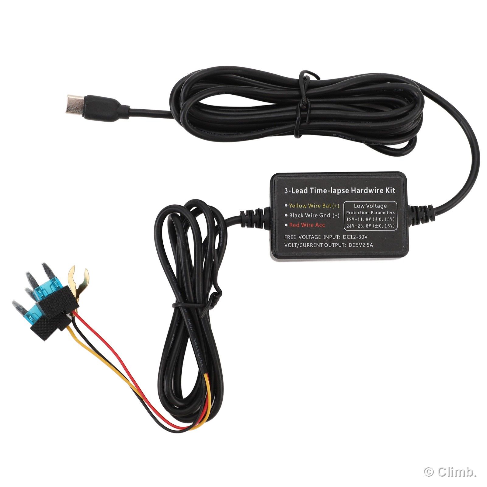 Комплект проводки Type-C для видеорегистратора, 12-30V в 5V, для питания GPS и радар-детекторов
