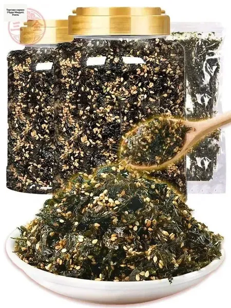 нори с кунжутом,морская капуста в кунжутном масле,чипсы из ламинарии