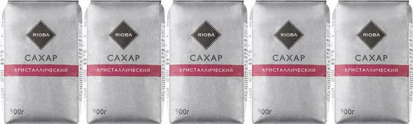 Сахар Rioba свекловичный белый песок, комплект: 5 упаковок по 900 г