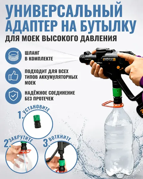 Адаптер переходник для мойки высокого давления на бутылку