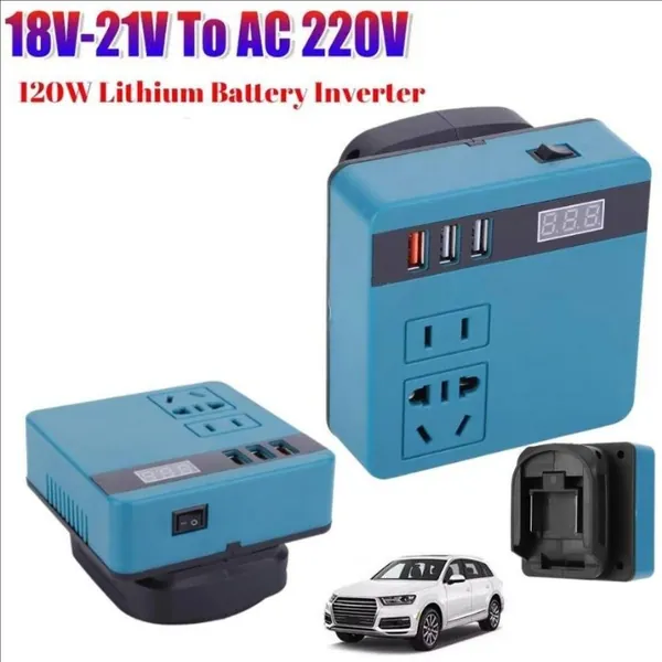 Инвертор для литиевых аккумуляторов Makita, преобразователь DC12V в AC220V, портативный инвертор для инструментов и outdoor работ с выходом 5V/12V/220V