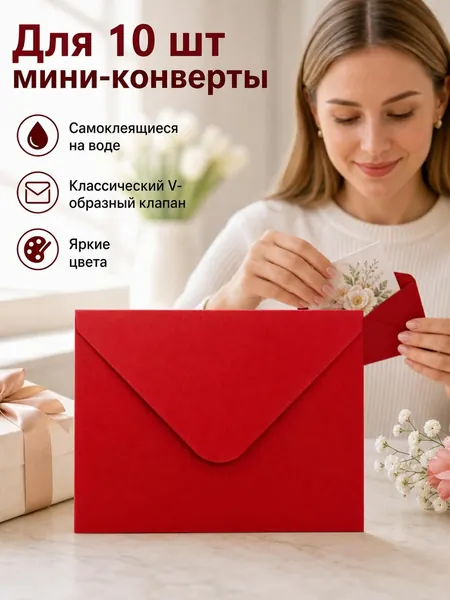 Конверт для карманных подарков 10х7 см, голубой, 10 шт