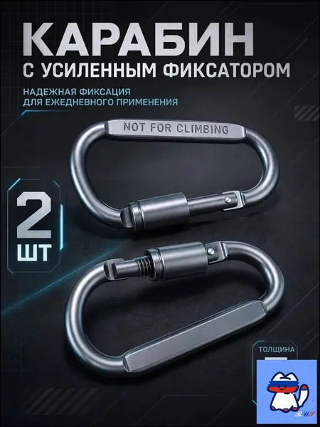 Карабин вспомогательный, длина: 81 мм, 2 шт