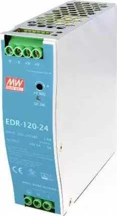 Импульсный блок питания MEAN WELL EDR-120-24 Блок питания импульсный 120Вт 24В DC 24-28В DC 5А 90-264В AC 1шт