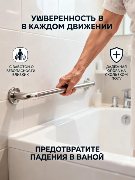 Поручень для ванной GEALFIS, 40 см, настенный, из нержавеющей стали, ручка-опора для пожилых и инвалидов