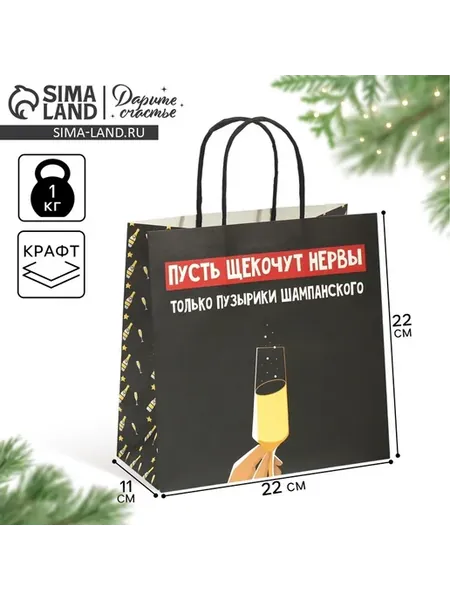 Подарочные пакеты праздничные крафтовые 5 штук