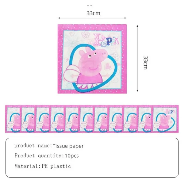 Одноразовая посуда Peppa Pig для декора и вечеринки, праздничные принадлежности