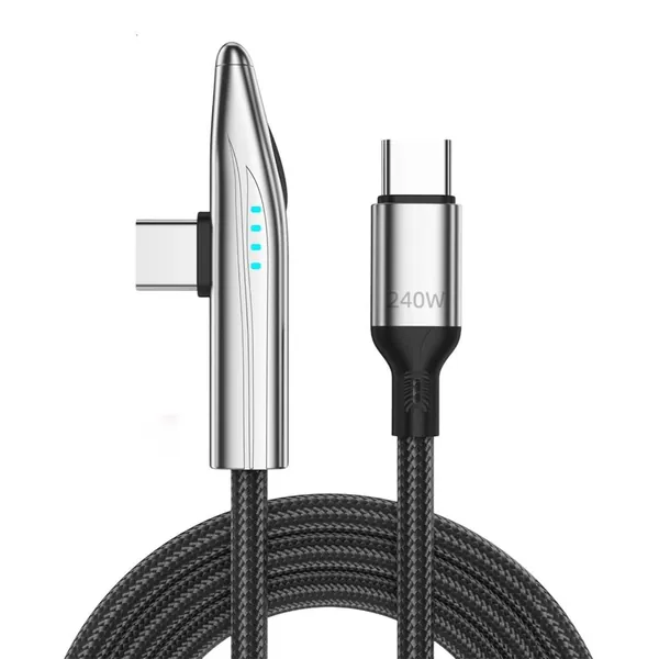 Кабель для быстрой зарядки 240W с угловым разъемом Type-C, 120cm
