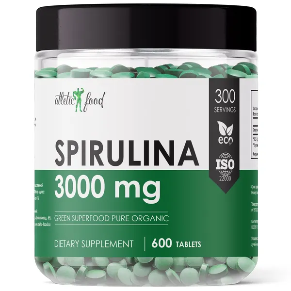 Спирулина в таблетках Atletic Food Spirulina 3000 mg - 600 таблеток