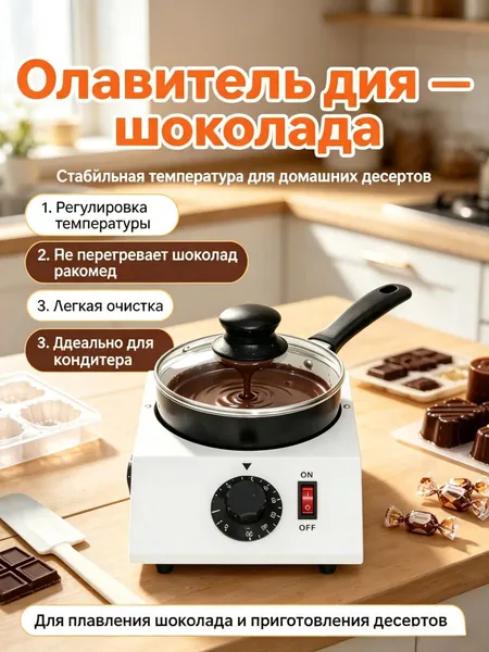 Электрический плавитель , регулировка температуры 30 85 C, антипригарная кастрюля 650 мл 14 см, поддержание тепла 24 часа, шоколадотопитель для домашнего изготовления конфет и глазури