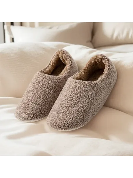 Женские плюшевые мокасины для дома и улицы, коричневые (42-4