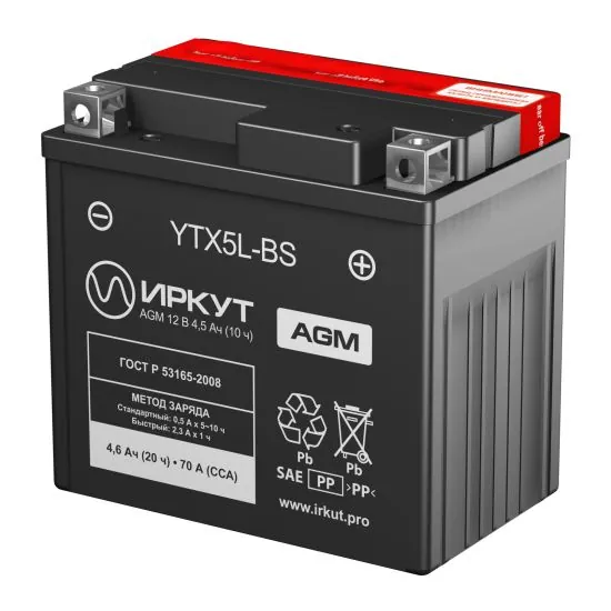 Аккумулятор ИРКУТ YTX5L-BS AGM 114x71x107