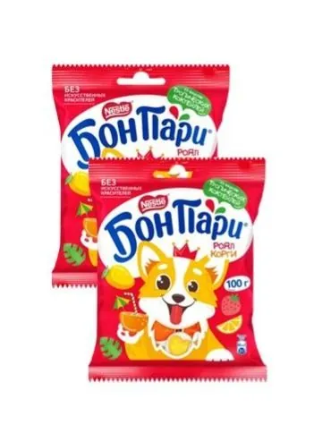 Бон Пари . ДУО. Роял корги. Со вкусом тропических коктейлей. Мармелад жевательный, 2шт по 100г
