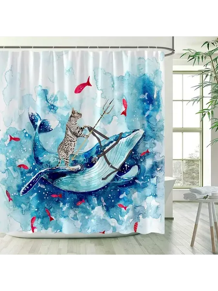 Штора для душа "Кот-Нептун" 240x180см, Цвет 1650AH