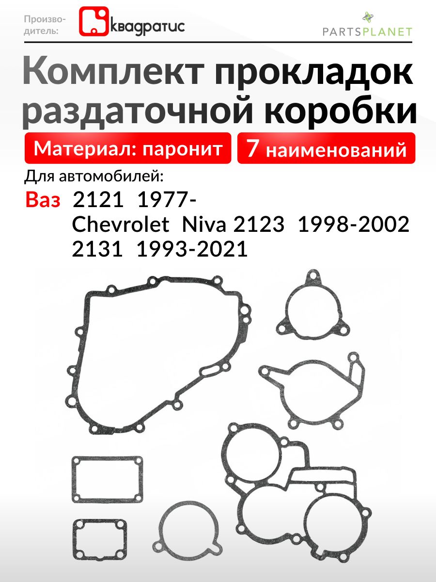 Комплект прокладок раздаточной коробки на Ваз 2121, Шевроле Нива 2123, 2131