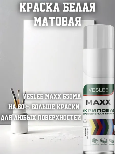 Краска белая матовая RAL 9003 MAXX акриловая универсальная