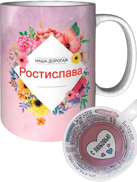 Кружка наша дорогая Ростислава - внутри признания в любви