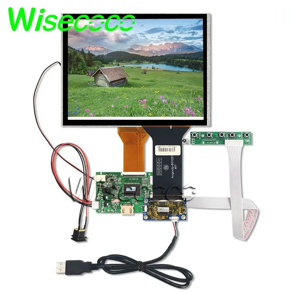 Wisecoco 8" Монитор 8" IPS дисплей TFT LCD 800x600 модуль емкостной сенсорной панели для встраиваемых систем промышленных устройств DIY проект (AT080TN52), TFT, 800x600, 60 Гц, черный матовый