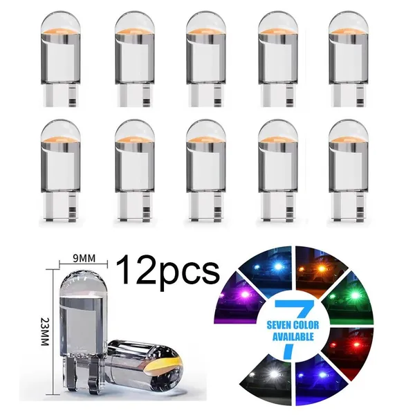 Лампа автомобильная светодиодная габаритная 12 шт. UnitLED W5W T10 LED 12V/ подсветка салона авто, в стоп сигнал и плафон номера, поворотники и фары, ходовые огни ДХО DRL, приборную панель, белый