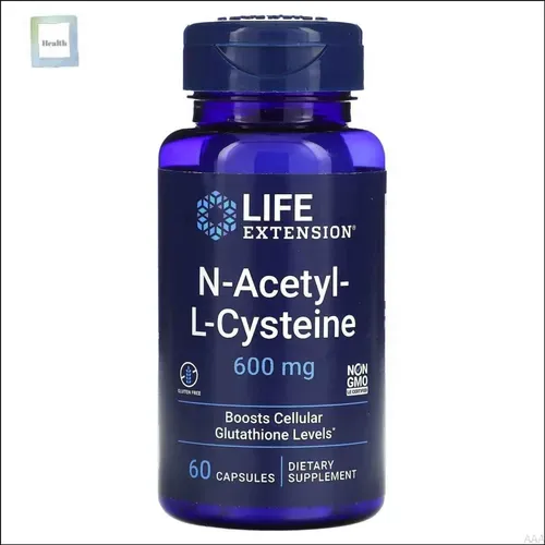 NAC aцетилцистеин Life Extension N-Acetyl-L-Cysteine 600 мг для регуляции процесса детоксикации 60 капсул-ZCM