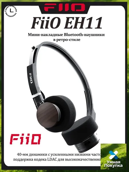 Наушники беспроводные с микрофоном FiiO EH11: 40-мм динамики с усиленными низкими частотами, поддержка кодека LDAC для высококачественного звука, Bluetooth, черный,Комплект встраиваемой электротехники