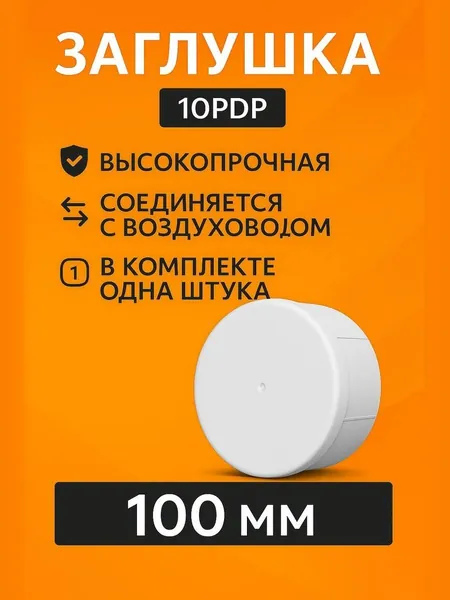 Заглушка для круглых воздуховодов ERA, D 100 мм, пластик, 10PDP (1шт)
