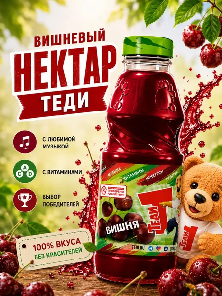 Нектар Tedi Вишня неосветленный, 300 мл