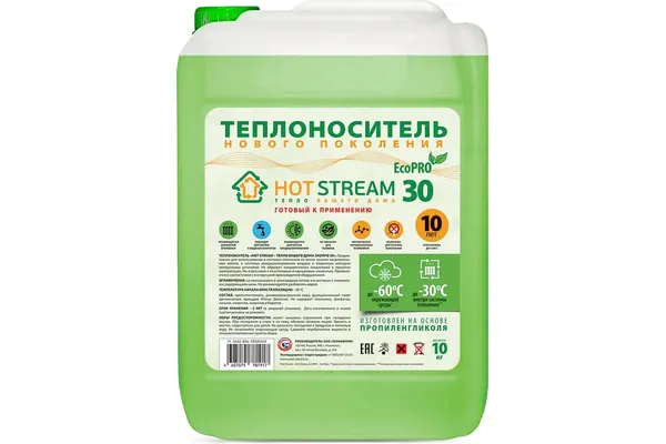 Теплоноситель, температура замерзания -30 С, объем 10л, пропиленгликоль