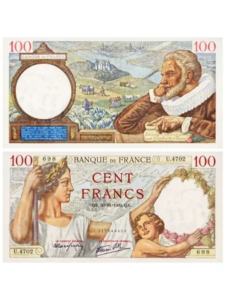 Франция 100 франков 1939 года, копия