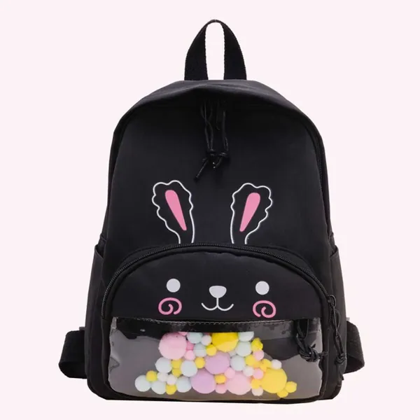 Детский рюкзак с кроликом из нейлона, 31 24 9 см, черный