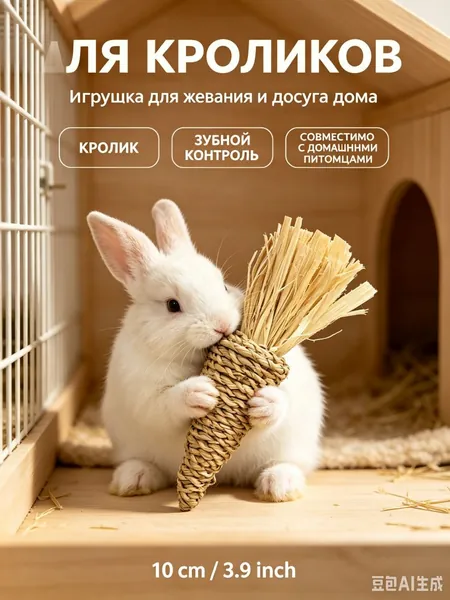 Игрушка для грызунов из натуральной травы, ручной работы. Подходит для кроликов, хомяков и других мелких грызунов, способствует естественному и здоровому стачиванию зубов.