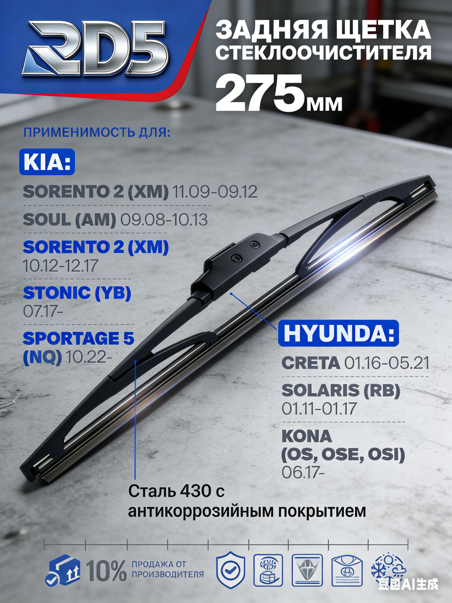 DA Щетка стеклоочистителя, арт. ЩеткаGHREGWERGEW, 27.5 см + 27.5 см