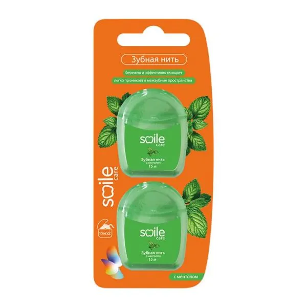 Нить для ухода за зубами Smile Care Е218-2 с ментолом 2шт