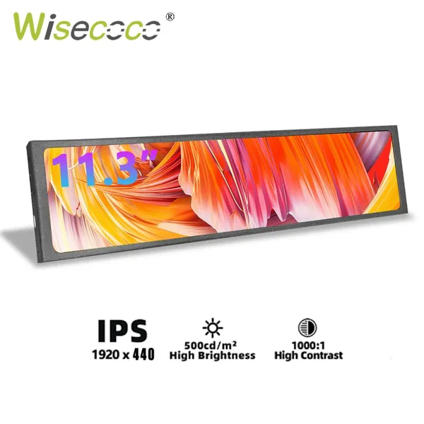 Wisecoco 11.3" Монитор портативный монитор, IPS растягивается бар ЖК-дисплей 1920×440 HDMI +USB C, дополнительный экран для Aida64 GPU CPU мониторинга,Raspberry Pi(Not AMD iGPU Support) (11.3), IPS, 60 Гц, шоколадный