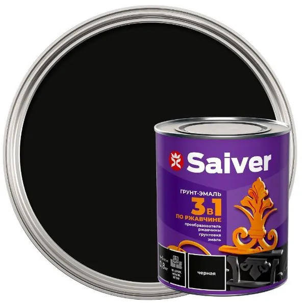 Антикоррозионная эмаль Saiver цвет черный 0.8 кг