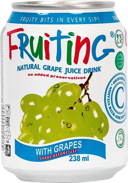 Напиток FRUITING из виноградного сока с целыми виноградинами негазированный, 0.238л