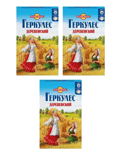 Хлопья овсяные Русский Продукт Геркулес Деревенский, 3 уп по 500 гр